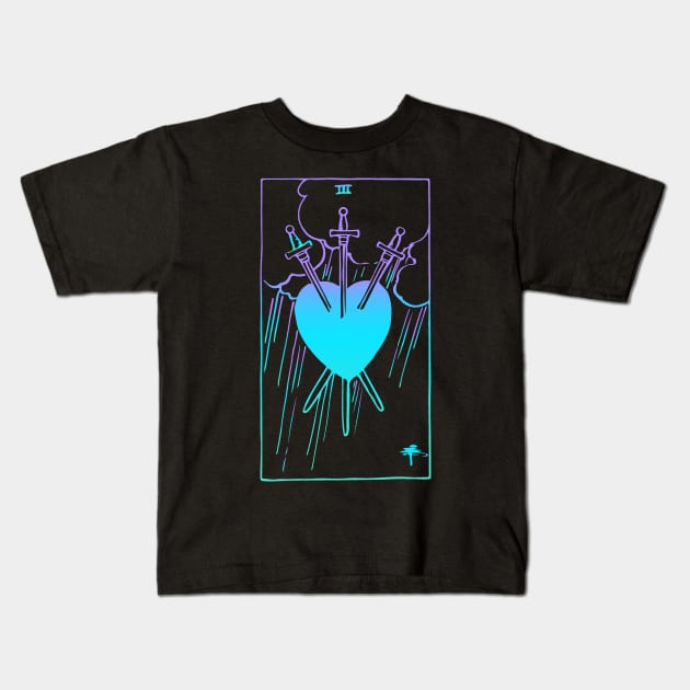 3 of Swords Tarot Card Rider Waite Witchy Kids T-Shirt by srojas26